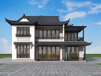 中式新中式别墅建筑 二层别墅 农村别墅 独栋别墅 自建房 施工图