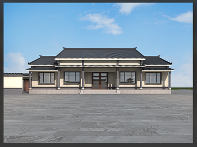 中式新中式别墅建筑 一层别墅 农村别墅 独栋别墅 自建房 合院别墅 施工图