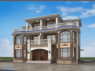 欧式简欧别墅建筑 三层别墅 农村别墅 独栋别墅 自建房 双拼别墅 施工图