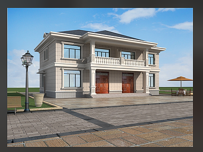 欧式别墅建筑 二层别墅 双拼别墅 农村别墅 自建房 施工图