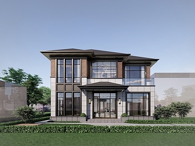 现代美式别墅建筑 美式风格乡村别墅 二层别墅 独栋别墅 施工图