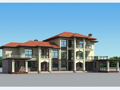 欧式别墅建筑 三层别墅 双拼别墅 独栋别墅 自建房 农村别墅 施工图