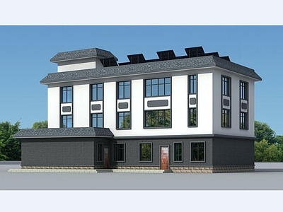 中式新中式别墅建筑 三层别墅 自建房 农村别墅 施工图