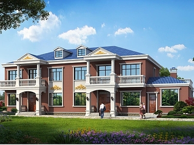 欧式别墅建筑 二层别墅 双拼别墅 自建房 农村别墅 施工图