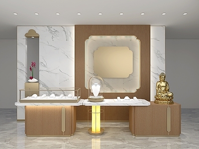 新中式珠宝店 珠宝柜台 珠宝展柜 珠宝背柜 珠宝店 珠宝边厅