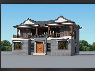 中式新中式别墅建筑 二层别墅 农村别墅 独栋别墅 自建房 施工图