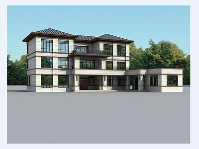 新中式别墅建筑 三层别墅 独栋别墅 农村别墅 自建房 施工图