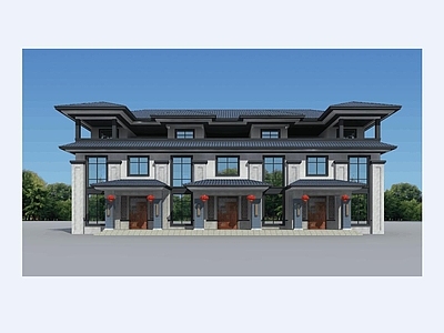 新中式别墅建筑 三层别墅 农村别墅 双拼别墅 独栋别墅 自建房 施工图