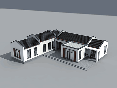 新中式中式别墅建筑 一层别墅 农村别墅 自建房 小别墅 独栋别墅 施工图