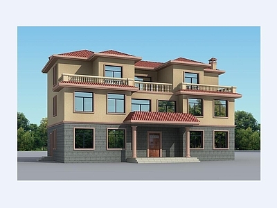 简欧别墅建筑 三层别墅 双拼别墅 农村别墅 自建房 独栋别墅 施工图