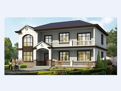 新中式别墅建筑 三层别墅 自建房 独栋别墅 农村别墅 施工图