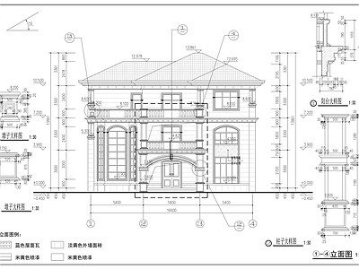 现代欧式住宅楼建筑 欧式三层别墅 三层自建房 建筑水电结构 施工图