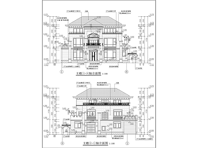 现代住宅楼建筑 现代乡村别墅 三层别墅 农村自建房 建筑结构水电 施工图