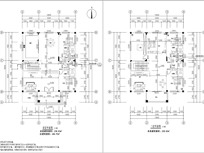 现代住宅楼建筑 现代三层别墅 农村自建房 建筑结构水电 施工图