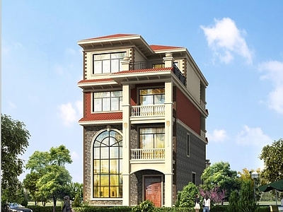 欧式简欧别墅建筑 四层别墅 农村别墅 独栋别墅 自建房 施工图