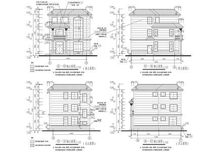 现代住宅楼建筑 现代三层别墅 自建房 建筑水电结构 施工图