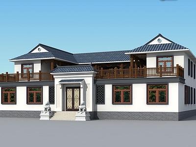 中式别墅建筑 二层别墅 合院别墅 独栋别墅 自建房 农村别墅 施工图