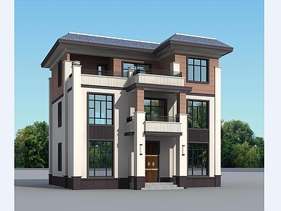 新中式别墅建筑 三层别墅 独栋别墅 自建房 农村别墅 施工图