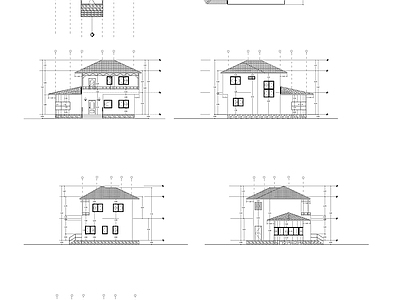 现代别墅建筑 两层的乡村住宅别 小别墅 独栋别墅 自建房 农村别墅 施工图