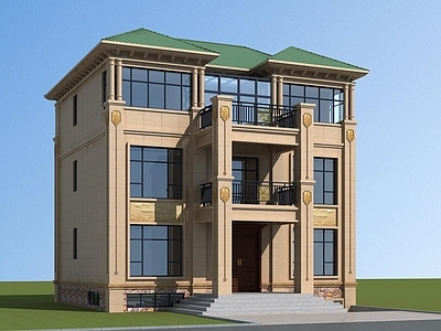 欧式别墅建筑 三层别墅 独栋别墅 自建房 农村别墅 施工图