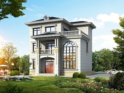 欧式别墅建筑 三层别墅 独栋别墅 自建房 农村别墅 小别墅 施工图