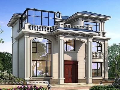 欧式简欧别墅建筑 三层别墅 农村别墅 自建房 独栋别墅 施工图