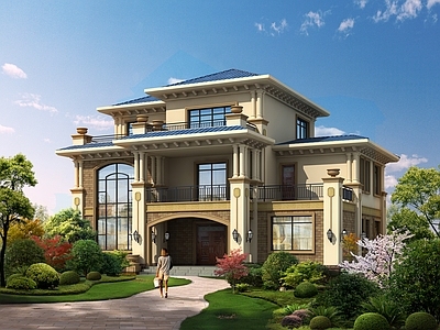 欧式别墅建筑 三层别墅 独栋别墅 自建房 农村别墅 施工图