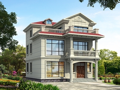 欧式简欧别墅建筑 三层别墅 独栋别墅 自建房 农村别墅 施工图
