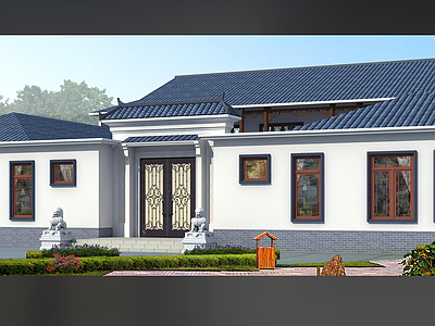 中式别墅建筑 二层别墅 合院别墅 独栋别墅 自建房 农村别墅 施工图