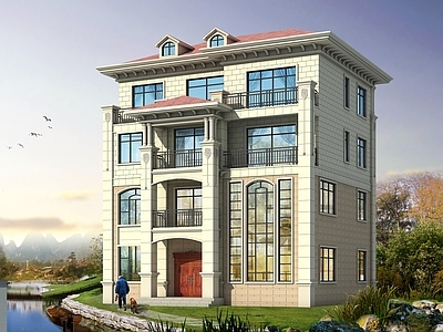 欧式简欧别墅建筑 四层别墅 独栋别墅 自建房 农村别墅 施工图