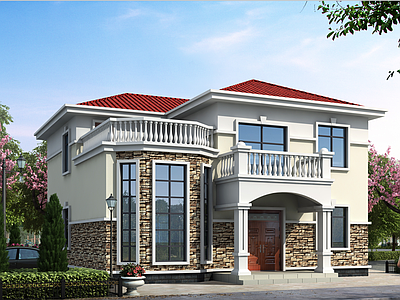 欧式简欧别墅建筑 二层别墅 独栋别墅 自建房 农村别墅 小别墅 施工图