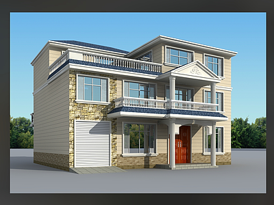 欧式简欧别墅建筑 16X14m 独栋别墅 自建房 三层别墅 农村别墅 施工图