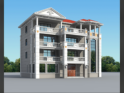 欧式别墅建筑 18X15m 四层别墅 独栋别墅 自建房 农村别墅 施工图