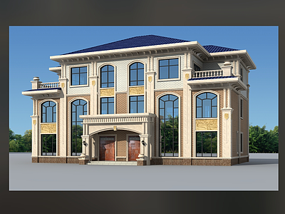 欧式别墅建筑 20X4m 三层别墅 独栋别墅 自建房 农村别墅 施工图