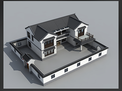 中式别墅建筑 17X12m 二层别墅 独栋别墅 自建房 农村别墅 施工图