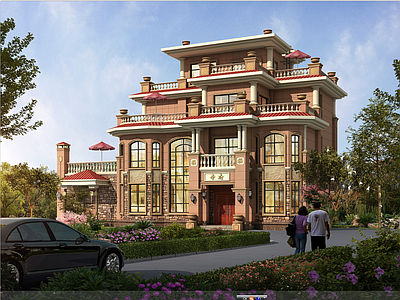 欧式别墅建筑 22X12m 四层别墅 独栋别墅 自建房 农村别墅 施工图