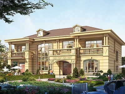 欧式别墅建筑 20X18米 二层别墅 独栋别墅 自建房 农村别墅 施工图