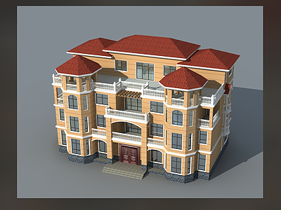 欧式简欧别墅建筑 24x14米 四层别墅 独栋别墅 自建房 农村别墅 施工图