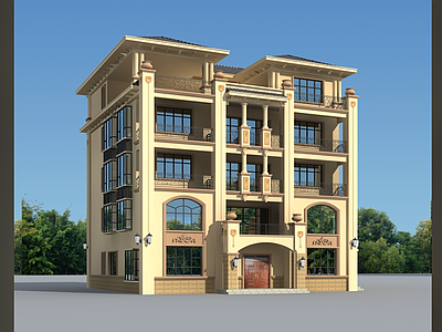 欧式别墅建筑 17X18米 五层别墅 独栋别墅 自建房 农村别墅 施工图