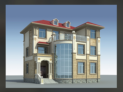 欧式简欧别墅建筑 12X11米 三层别墅 独栋别墅 自建房 农村别墅 施工图