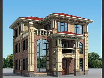 欧式简欧别墅建筑 12X12米 三层别墅 独栋别墅 自建房 农村别墅 施工图