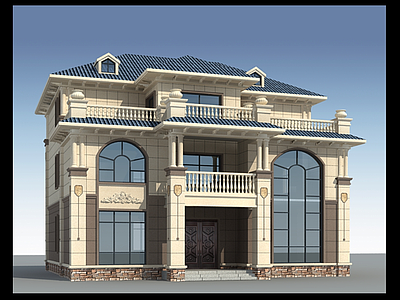 欧式简欧别墅建筑 15X15米 三层别墅 独栋别墅 自建房 农村别墅 施工图