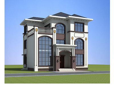 新中式别墅建筑 12X11米 三层别墅 独栋别墅 自建房 农村别墅 施工图