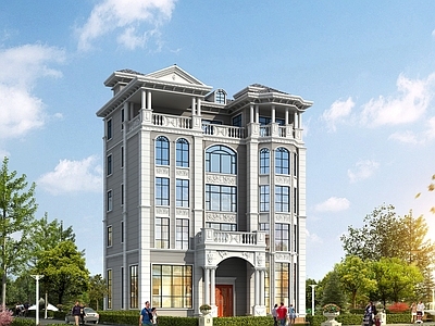 欧式简欧别墅建筑 15X13米 五层别墅 独栋别墅 自建房 农村别墅 施工图