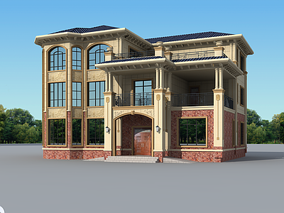 欧式简欧别墅建筑 12X10米 三层别墅 独栋别墅 自建房 农村别墅 施工图