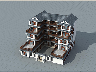 中式新中式别墅建筑 25X26米 五层别墅 独栋别墅 自建房 农村别墅 施工图