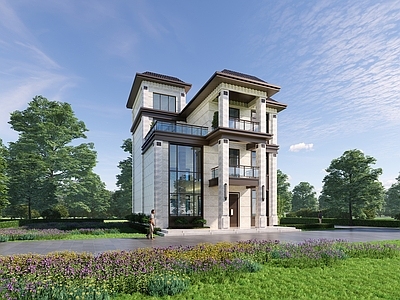 欧式简欧别墅建筑 独栋别墅 农村别墅 三层别墅 自建房 施工图