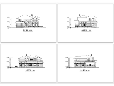 现代新中式别墅建筑 小别墅 三层别墅 农村别墅 施工图