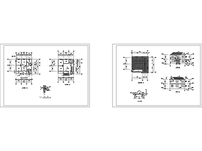 中式别墅建筑 小别墅 农村别墅 施工图
