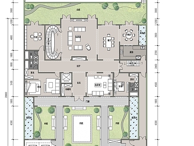 五居及以上 合院别墅 600㎡合院 3层合院别墅 施工图